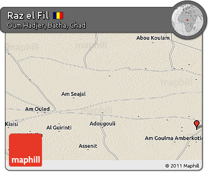 Shaded Relief Panoramic Map of Raz El Fil