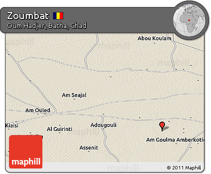 Shaded Relief Panoramic Map of Zoumbat
