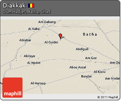Shaded Relief Panoramic Map of Diakkak