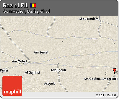 Shaded Relief Panoramic Map of Raz El Fil