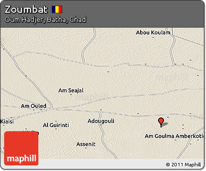 Shaded Relief Panoramic Map of Zoumbat