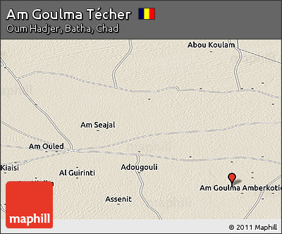 Shaded Relief Panoramic Map of Am Goulma Técher