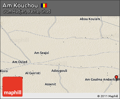 Shaded Relief Panoramic Map of Am Kouchou