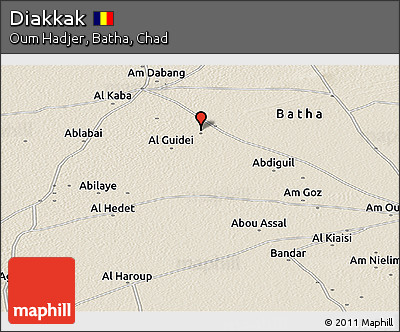 Shaded Relief Panoramic Map of Diakkak