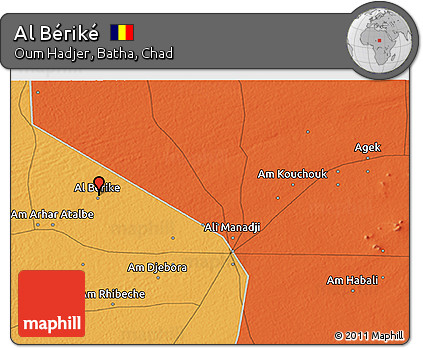 Political 3D Map of Al Bériké