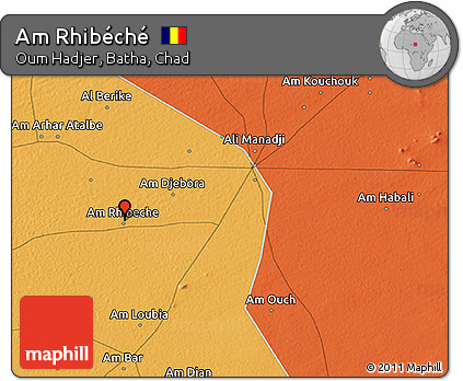 Political 3D Map of Am Rhibéché