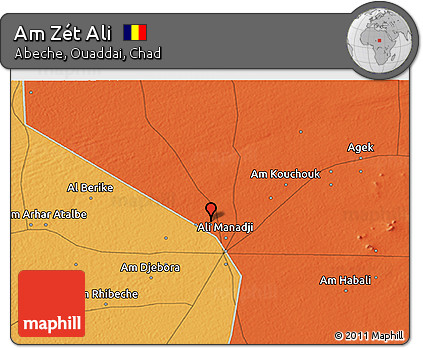 Political 3D Map of Am Zét Ali