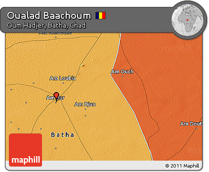Political 3D Map of Oualad Baachoum