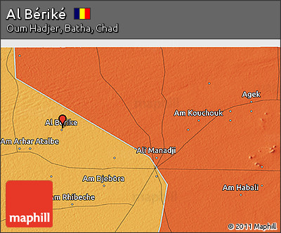 Political 3D Map of Al Bériké