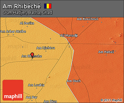 Political 3D Map of Am Rhibéché
