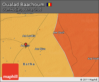 Political 3D Map of Oualad Baachoum