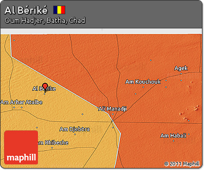 Political 3D Map of Al Bériké