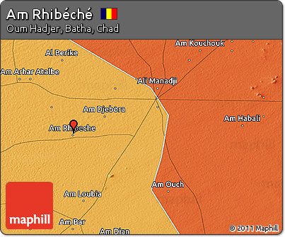 Political 3D Map of Am Rhibéché