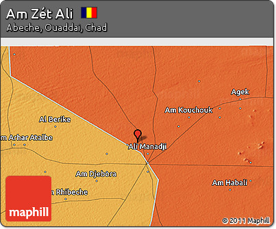 Political 3D Map of Am Zét Ali