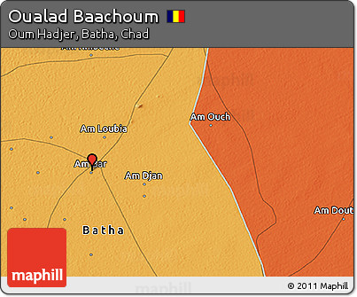 Political 3D Map of Oualad Baachoum