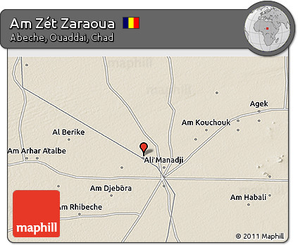 Shaded Relief 3D Map of Am Zét Zaraoua