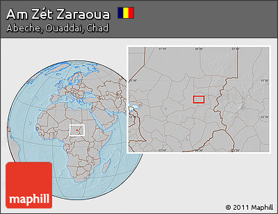 Gray Location Map of Am Zét Zaraoua, hill shading