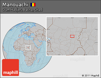 Gray Location Map of Manouachi, hill shading