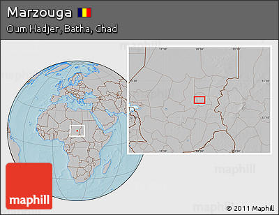 Gray Location Map of Marzouga, hill shading