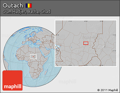 Gray Location Map of Outach, hill shading