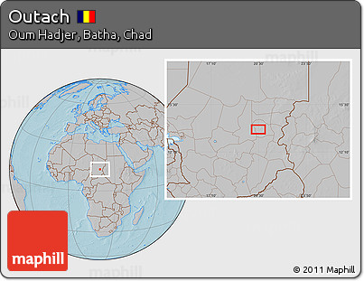 Gray Location Map of Outach, hill shading