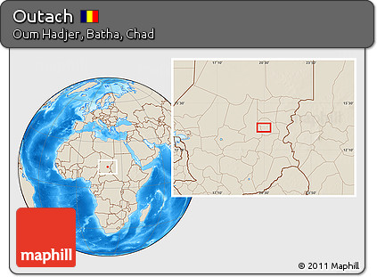 Shaded Relief Location Map of Outach