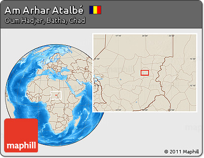 Shaded Relief Location Map of Am Arhar Atalbé