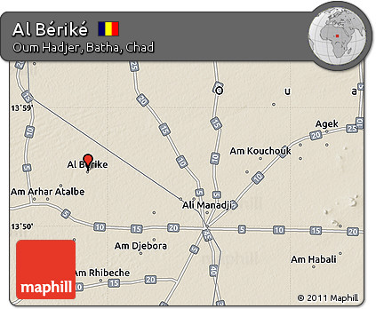 Shaded Relief Map of Al Bériké