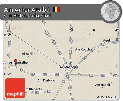 Shaded Relief Map of Am Arhar Atalbé
