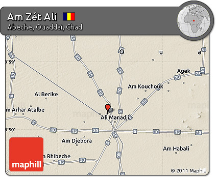 Shaded Relief Map of Am Zét Ali