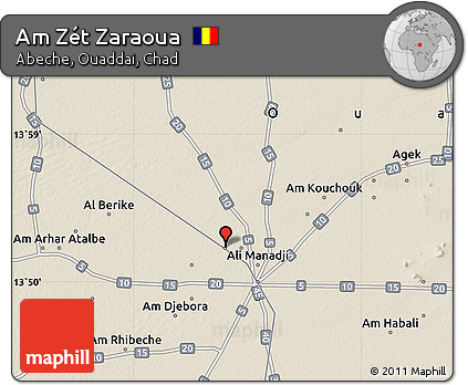 Shaded Relief Map of Am Zét Zaraoua