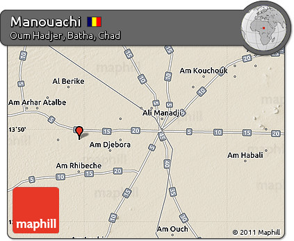 Shaded Relief Map of Manouachi