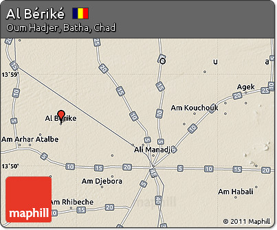 Shaded Relief Map of Al Bériké