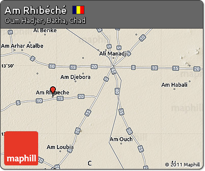 Shaded Relief Map of Am Rhibéché