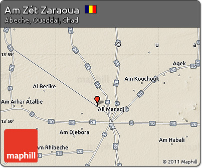 Shaded Relief Map of Am Zét Zaraoua