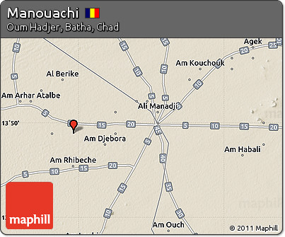 Shaded Relief Map of Manouachi