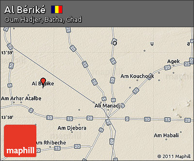 Shaded Relief Map of Al Bériké