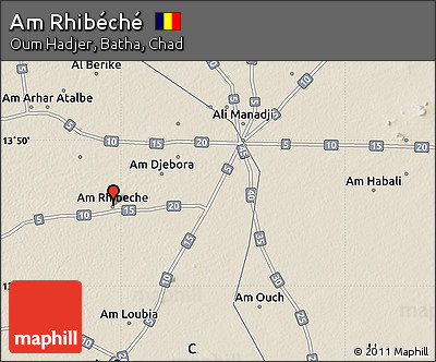 Shaded Relief Map of Am Rhibéché