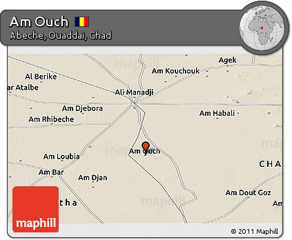 Shaded Relief Panoramic Map of Am Ouch