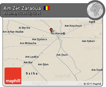 Shaded Relief Panoramic Map of Am Zét Zaraoua