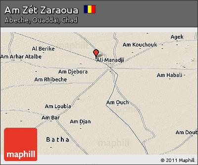 Shaded Relief Panoramic Map of Am Zét Zaraoua