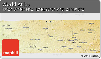 Physical Panoramic Map of the Area around 13° 44' 54" N, 21° 19' 30" E