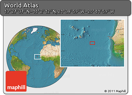 Satellite Location Map of the Area around 13° 44' 54" N, 21° 10' 29" W