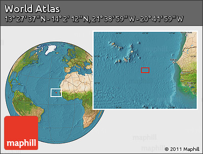 Satellite Location Map of the Area around 13° 44' 54" N, 21° 10' 29" W