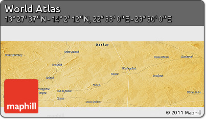 Physical Panoramic Map of the Area around 13° 44' 54" N, 23° 1' 29" E