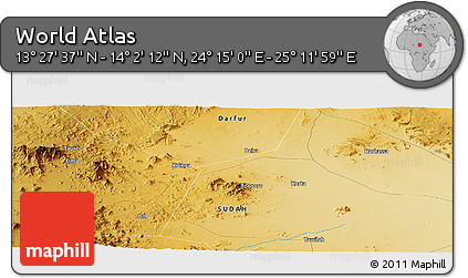 Physical Panoramic Map of the Area around 13° 44' 54" N, 24° 43' 30" E