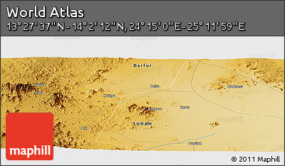 Physical Panoramic Map of the Area around 13° 44' 54" N, 24° 43' 30" E