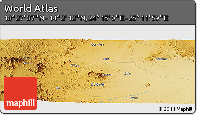Physical Panoramic Map of the Area around 13° 44' 54" N, 24° 43' 30" E