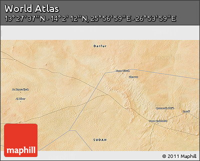 Satellite 3D Map of the Area around 13° 44' 54" N, 26° 25' 29" E