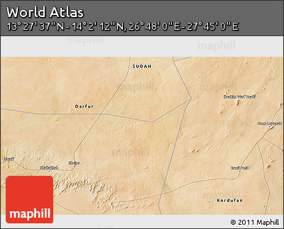 Satellite 3D Map of the Area around 13° 44' 54" N, 27° 16' 29" E